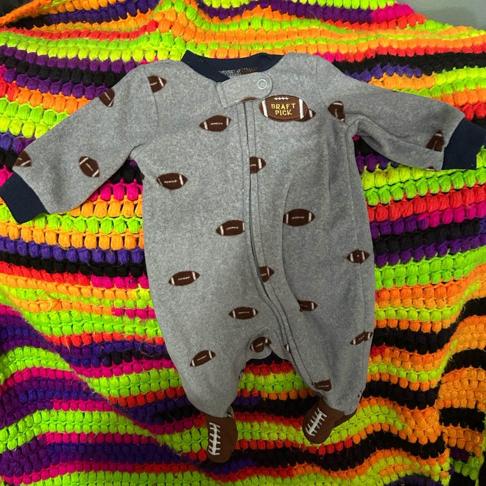 Carter's Gray Football Print Baby One Piece